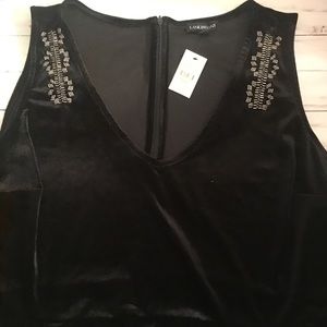 💜Lane Bryant velour tank NWT w beaded shoulders